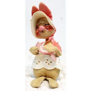 VTG 1971 Annalee Mobilitee Doll Girl Bunny Rabbit Easter Spring Bonnet Skirt